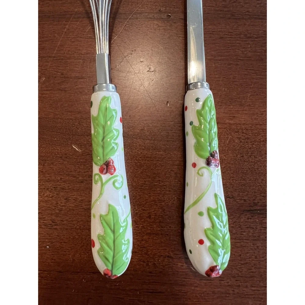Temp-tations‎ Winter Whimsy Slotted Spoon Whisk Set Christmas Serving Utensils